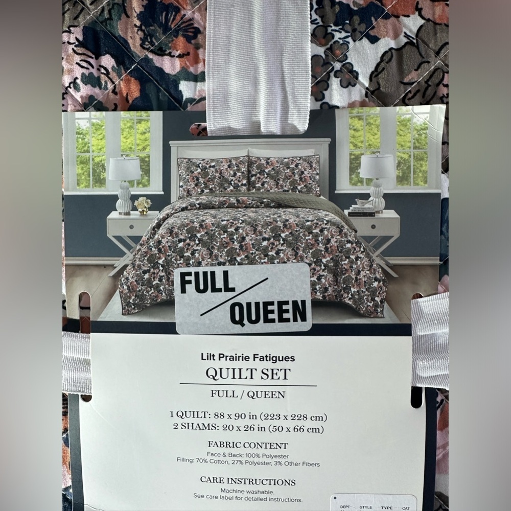 Vera Bradley Full Queen Quilt 3 Pc Bedding Floral Blue Prairie Fatigues NWT - Picture 5 of 5